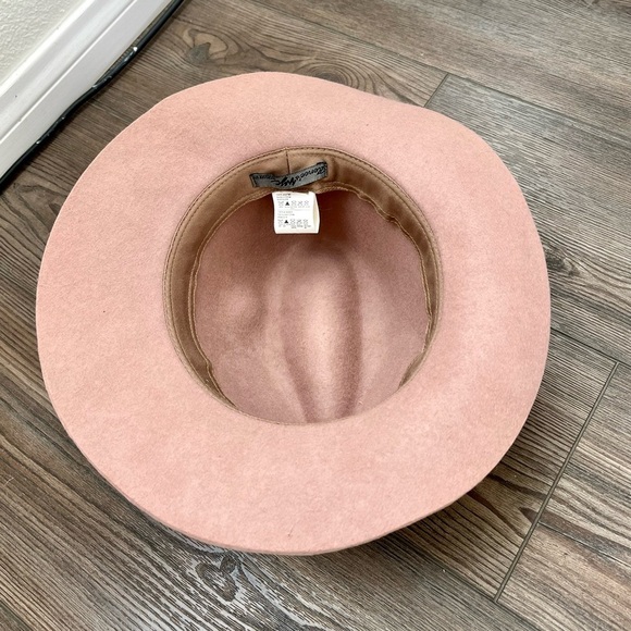 100% wool felt Pink Fedora Hat with Black Band “Renee’s NYC”